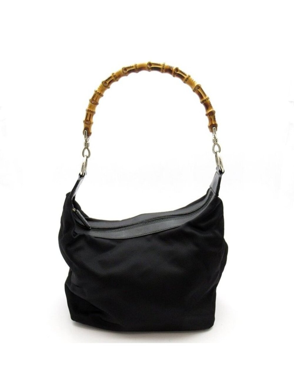 Gucci Bambu Handbag Nylon Leather Black
